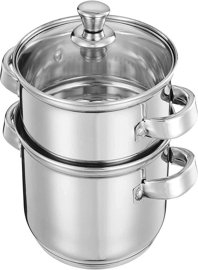 LCPUD 3.0 Quart Steamer Pot for Cooking, 2-tier Steam Pots with Lid for Cooking Vegetables, Seafood, Soups, Food and Pasta - Image 1
